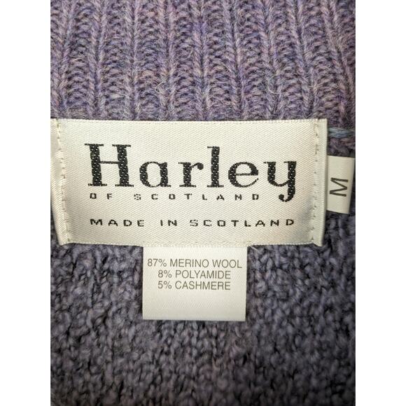 Harley of Scotland Cardigan Sweater Wool Cashmere Cozy Cottagecore Purple Size M - Picture 7 of 9